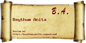 Beythum Anita névjegykártya